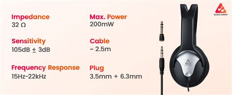 Audio Array AH-40-SL Wired Over-Ear Headphones | 40mm Drivers, 15-22KHz ...