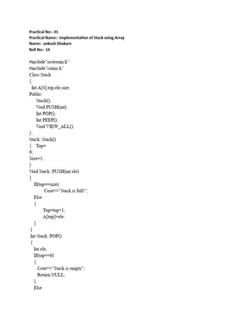 Image result for Implementation of Stack Using Array Handwriiten