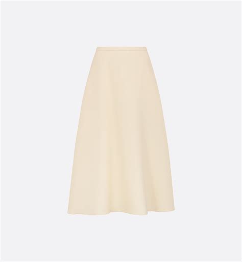 Flared Mid-Length Skirt Ecru Wool and Silk | DIOR