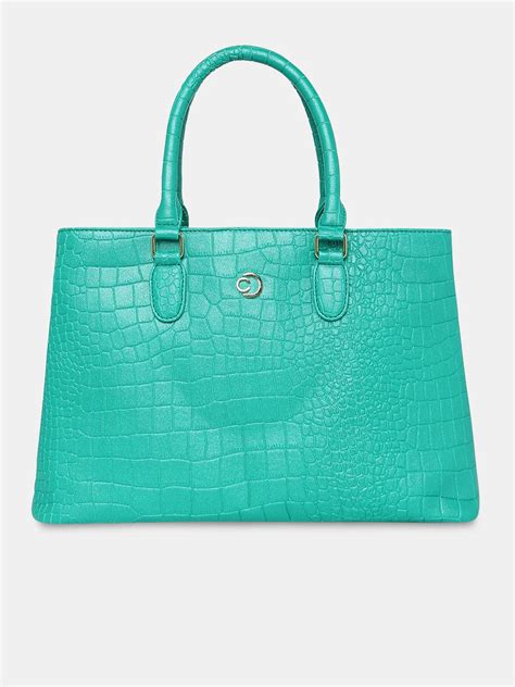 Buy Caprese Eastwood Medium Metallic Green Tote Bag @ Rs.1319 | Caprese ...
