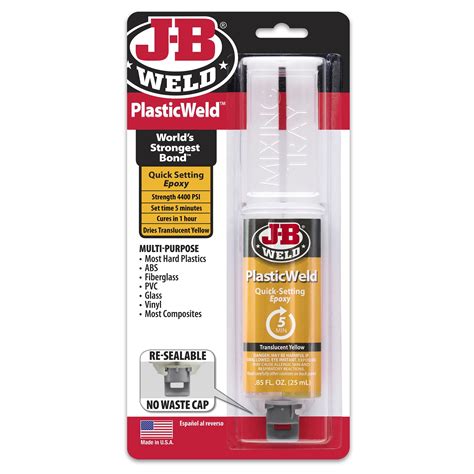 JB Weld 50132 PlasticWeld Syringe Adhesive Plastic Glue Quick Setting ...