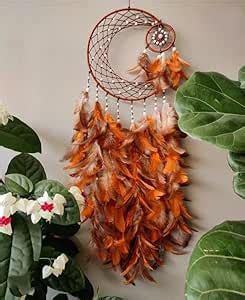 UVID Art and Craft Supplies Feather Dream Catcher (20 inch, Brown ...