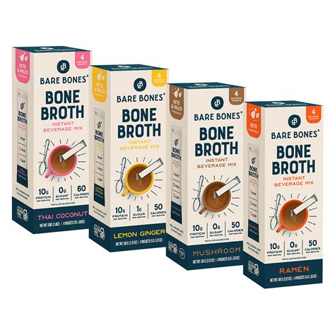 Bare Bones Bone Broth Instant Variety Pack - 16 Servings of Keto ...