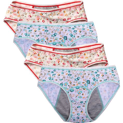 Buy 4 Packs Women Period Panties Teens Menstrual Leak Proof Underwear ...