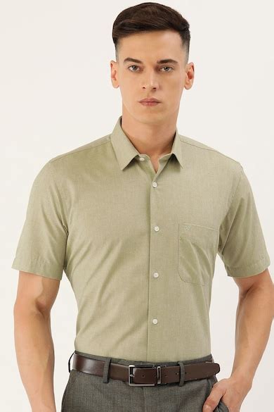 Buy Men Olive Regular Fit Half Sleeves Formal Shirt Online - 906703 ...