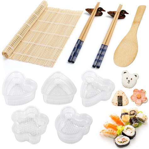 LotFancy Sushi Making Kit, Bamboo Sushi Roller & Press, Reusable ...