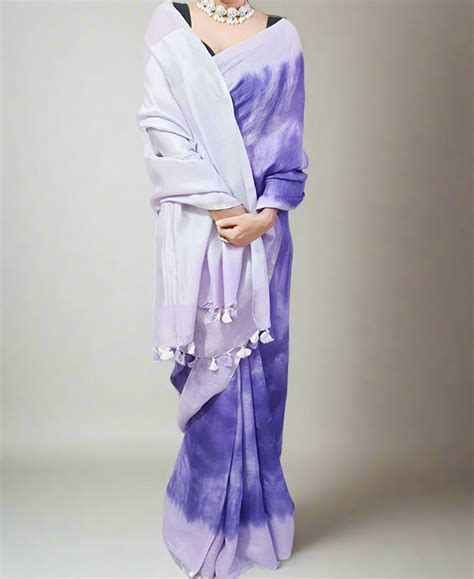 Indigo Tie & Dye Pure Linen Saree | Peepal Clothing