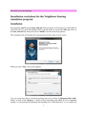 Fillable Online Installation worksheet for the Neighbour-Sensing ...