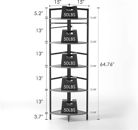 Buy QNICE 5 Tier Industrial Corner Shelf Stand, Tall Rustic Coat Rack ...