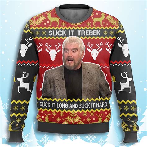 Suck It Trebek Sean Connery SNL Ugly Christmas Sweater
