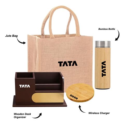Eco-Friendly Hamper 2 - Jute Bag with Bamboo Bottle, Wooden Wireless ...