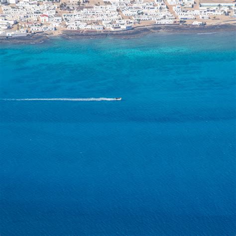 Download wallpaper 3415x3415 sea, boat, shore, buildings, aerial view ...