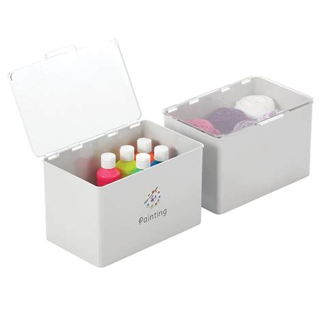 mDesign Stackable Plastic Craft, Sewing, Crochet Storage Container Box ...