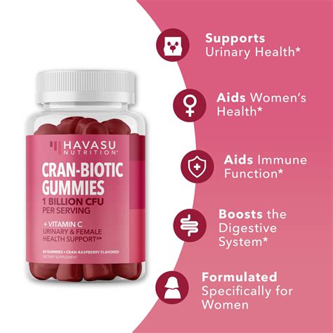 Cranberry Probiotic Gummies for Women, 60 c