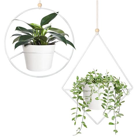 Mkono Boho Hanging Planter, Set of 2 Metal Plant Hanger with Plastic ...