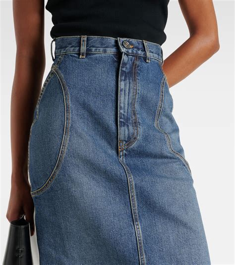 Denim pencil skirt in blue - Alaia | Mytheresa