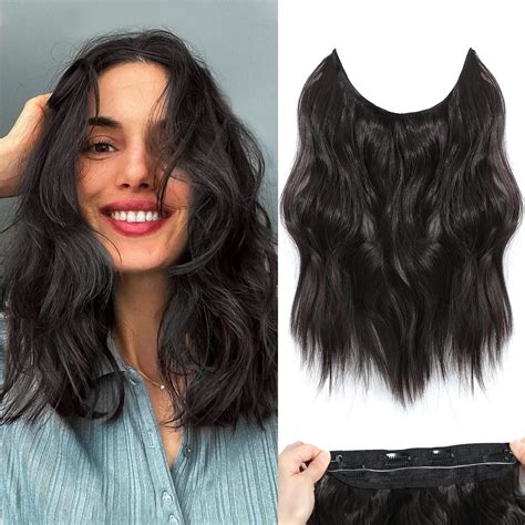 Amazon.com : BUPPLER Halo Hair Extensions 12 Inch Invisible Wire Hair ...