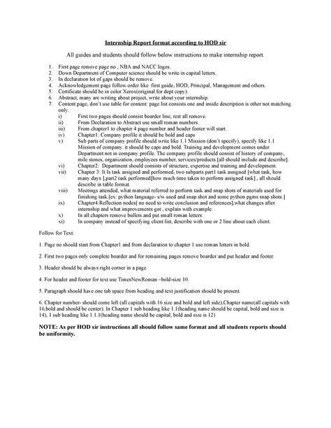 Internship Report format according to HOD sir - First page remove page ...