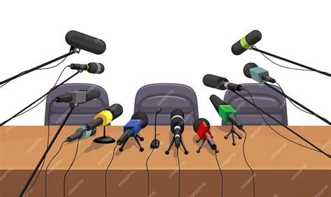Mesa de conferencias de prensa con micrófonos interior entrevista de ...