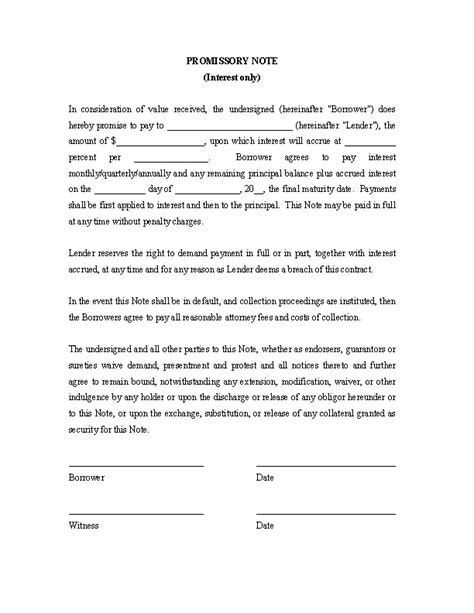 Promissory Note Template Word 的图像结果