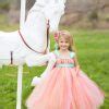 Designer Infant Net Floral Wedding Dress in White and Peach Color