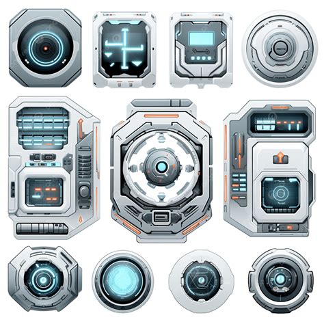 Mechanical Style Game Buttons And Frame Borders, Game Background, Play Button, Pause Button PNG ...