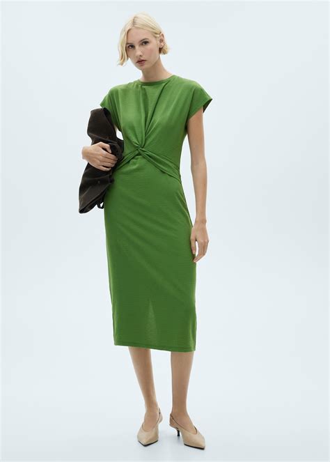Midi-dress with knot detail - Women | MANGO USA