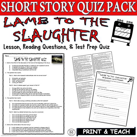 Short Story Comprehension Questions Lamb to the Slaughter Quiz | Made By Teachers
