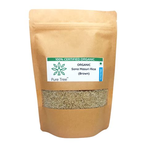 Pure Tree Organic Sona Masoori Rice Brown 900 gm | Masoori Rice Raw ...