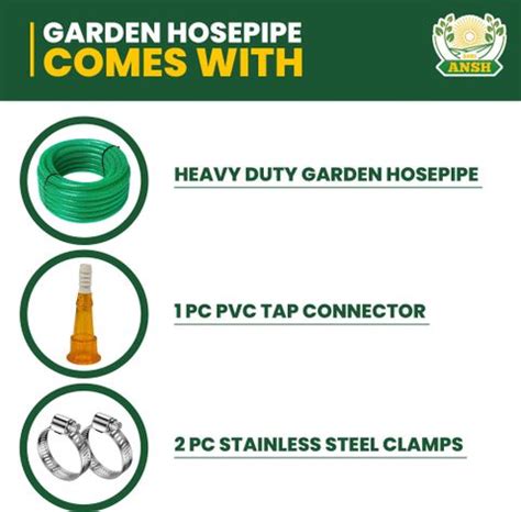 Agriansh PVC Garden Hose Pipe With Tap Adapter & Clamps | 1/2 inch 15 ...