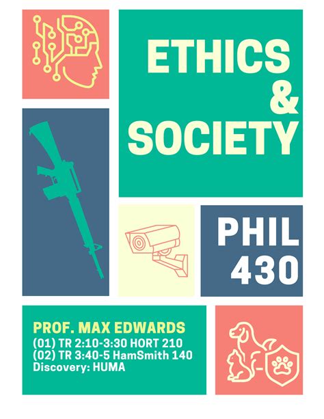 PHIL 430 (02) - Ethics and Society | Course Search