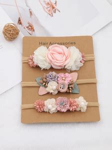 SYGA 3 Pcs Flower Stretchable Nylon Headband for Newborn Infant ...