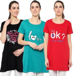 DIAZ Typography Women Round Neck Dark Blue, Red, Green T-Shirt - Buy ...