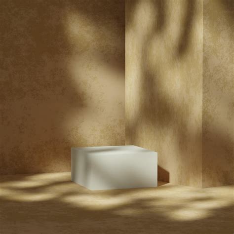 Empty 3d display product beige minimal scene with geometric podium ...