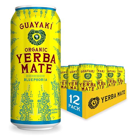 Guayaki Yerba Mate, Bluephoria, Organic Clean Energy Drink, 15.5 Ounce ...