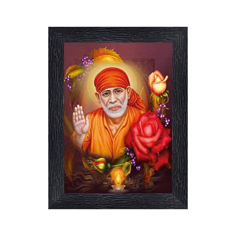Generic PnF Sai Baba Religious Wood Photo FPnF Rames with Acrylic Sheet ...