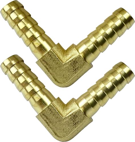 2PCS Brass Hose Barb Fitting 3/8" Barbed x 3/8" Barbed 90 Degree Elbow ...