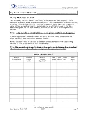 Group Affiliation Roster - Idmedicaidcom - Fill and Sign Printable ...