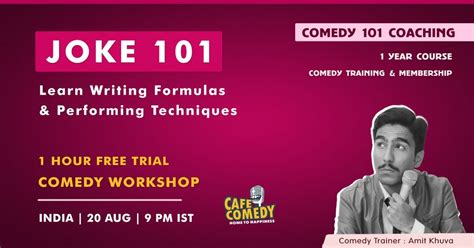 Joke 101 : Trial Comedy Workshop On Zoom, August 20 2023 | Online Event ...