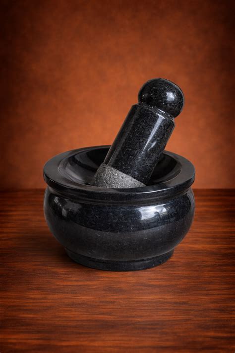 EZAHK (10*5 inch) Attukal | Stone Mortar and Pestle Set | Black Granit ...