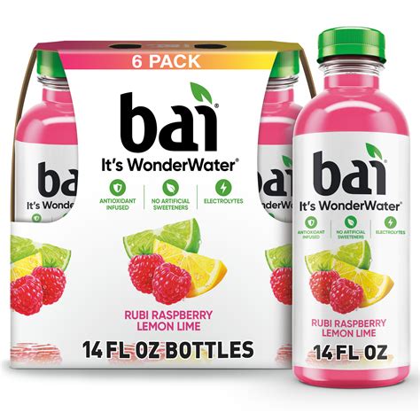 B.A.I. Raspberry Lemon Lime Antioxidant Infused Water, 14 fl oz Bottles ...