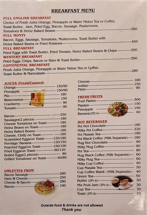 Menu at Tony's Place fish n chips, Calangute