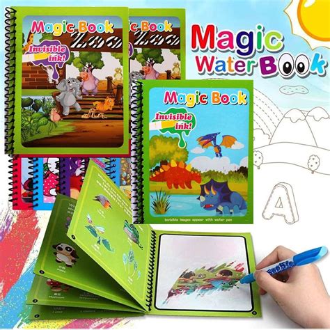 Reusable Magic Water Painting Book with Magic Doodle Pen Kids Coloring ...