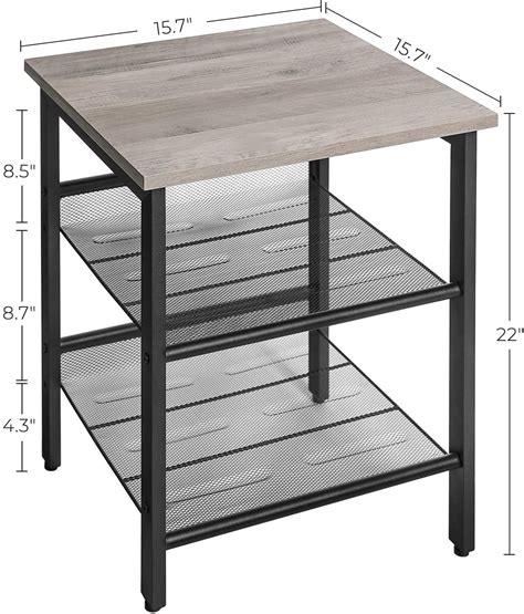 Side Tables: Nightstand with 2 Adjustable Mesh Shelves, Stable Metal F ...