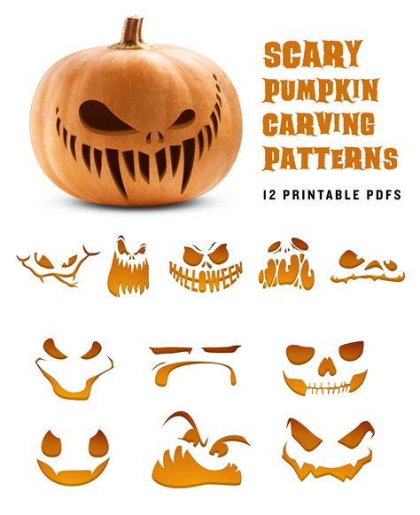 Scary Pumpkin Carving Pattern Angry Jack-o-lantern Printable - Etsy
