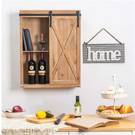 Hawoo Farmhouse Bathroom Wall Storage Cabinet with Sliding Barn Door ...