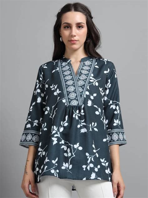 Winza Designer Casual Printed Women Green Top - Buy Winza Designer ...
