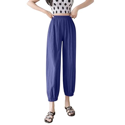 Fsqjgq Womens Casual Elastic Waist Jogging Pants Gauze Pants for Women ...
