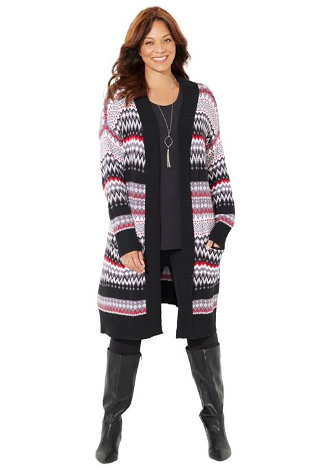 Catherines Women's Plus Size Classic Fair Isle Coatigan - Walmart.com
