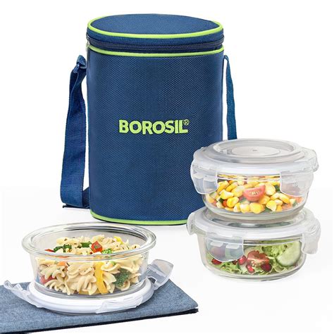 Buy Borosil Lunchbox | 3pc Round Container Set (400 ml Each) | Made in ...